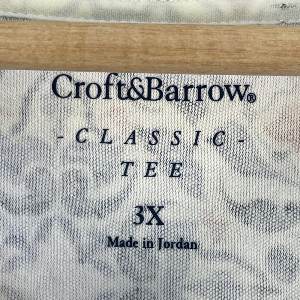 Croft & Barrow‎ Shirt Womens 3X Red Blue White Geometric Classic Tee Cotton Top - Picture 4 of 10